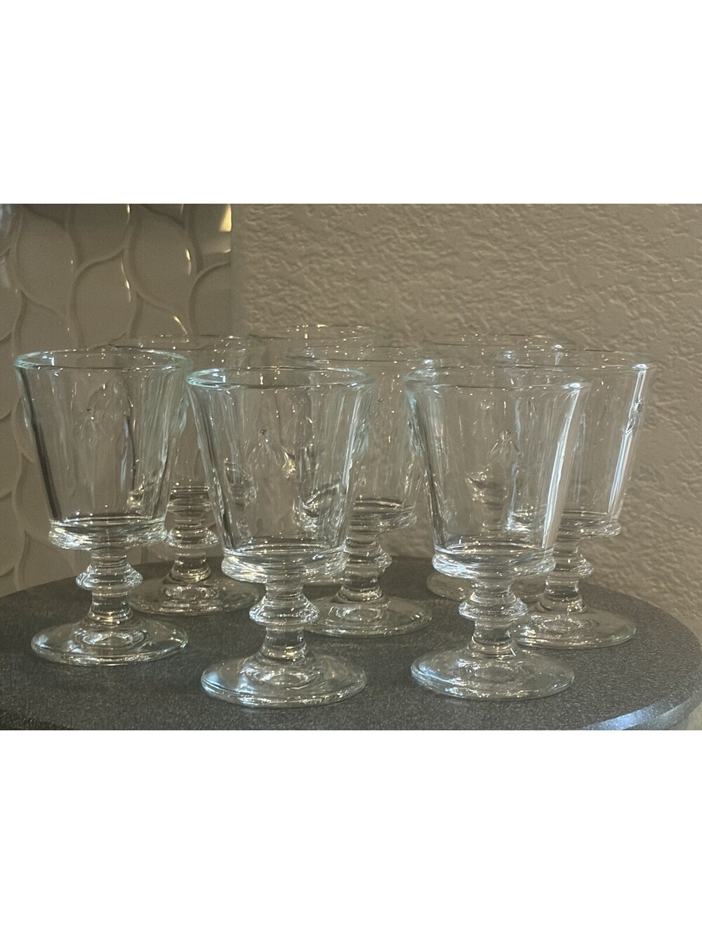 La Rochere Embossed Bee Wine/Water Glass . France . 5.25” Tall . Set of 8 Euc